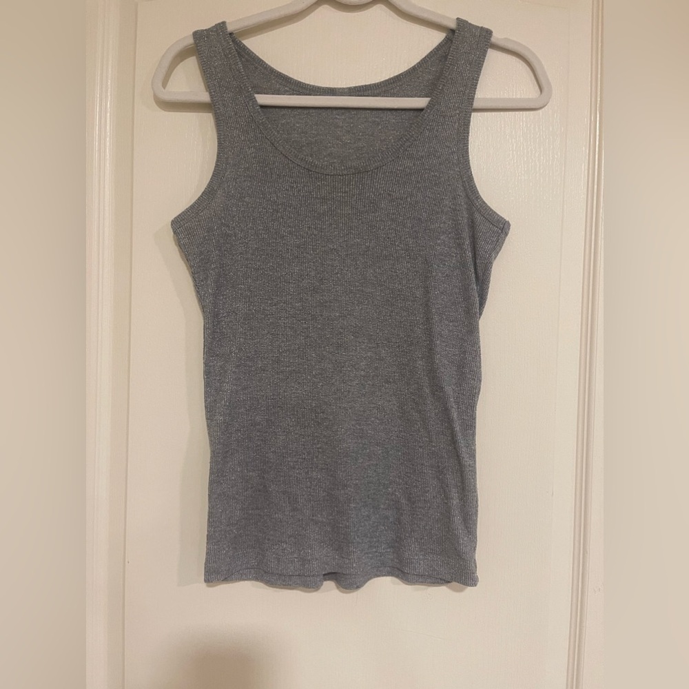 Grey ribbed sparkle tank top​​​​​​​​